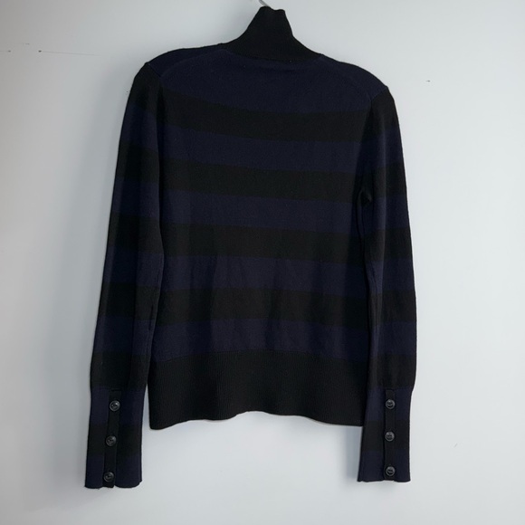 Rag & Bone Navy Black Striped Cashmere Wool Blend Mock Neck Turtleneck Sweater S - Picture 10 of 15